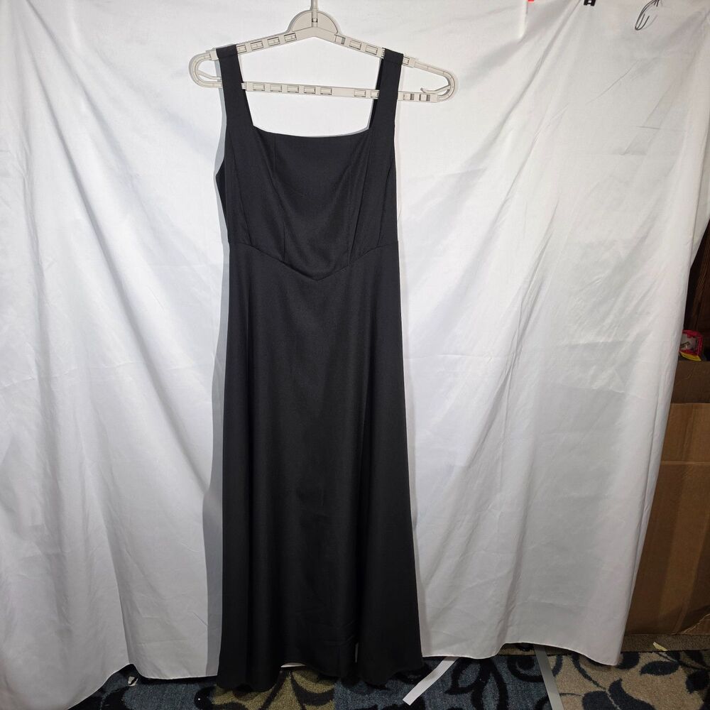 Black Square Neck Sleeveless Maxi Dress S